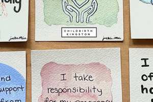 Affirmation cue cards providing labour support. Cards are hand painted and illustrated with water colours
